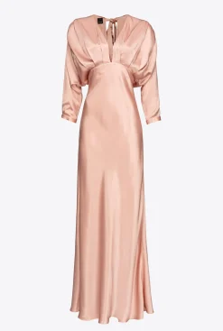 Robes|PINKO Robe En Satin Avec Noeud Rose Camee