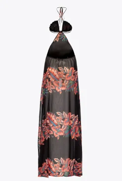 Maillots De Bain|PINKO Robe En Voile A Imprime Tropical Multi. Rouge/Noir