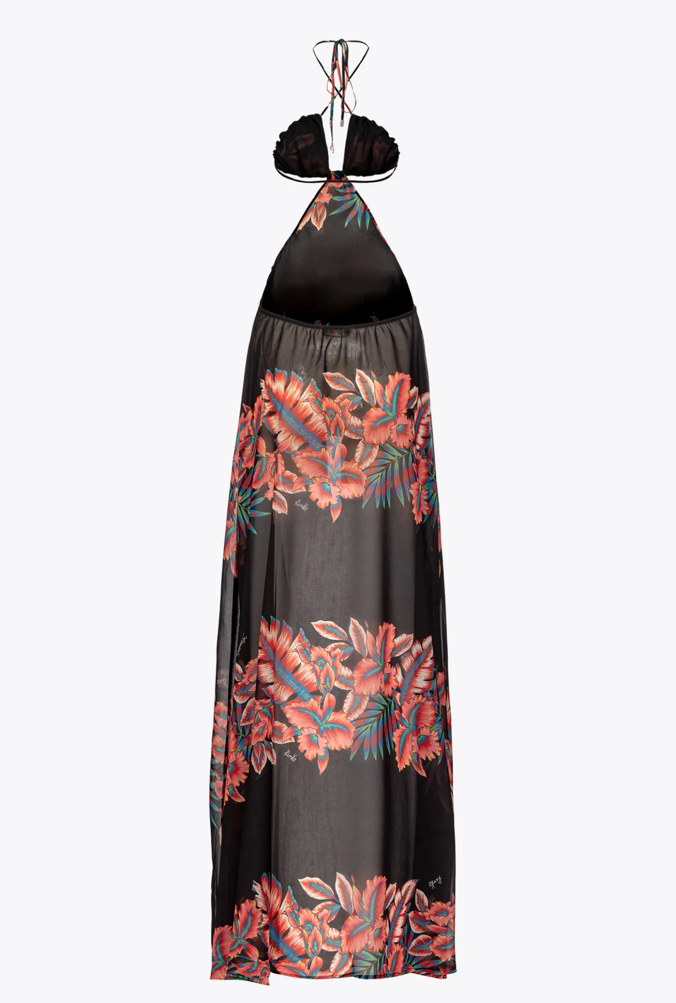 Maillots De Bain|PINKO Robe En Voile A Imprime Tropical Multi. Rouge/Noir
