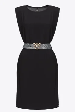 Robes|PINKO Robe Fourreau Ceinturee Noir Limousine
