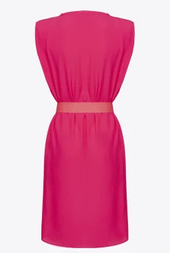 Robes|PINKO Robe Fourreau Ceinturee Fuchsia Cosy