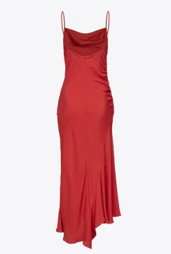 Robes|PINKO Robe Lingerie En Soie Melangee Rouge Formule 1