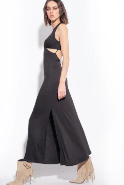Robes|PINKO Robe Longue A Decoupes Noir Limousine