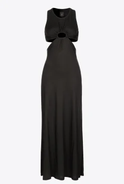 Robes|PINKO Robe Longue A Decoupes Noir Limousine