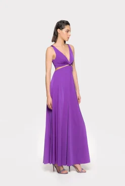 Robes|PINKO Robe Longue A Detail Metallique Violet Pride