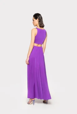 Robes|PINKO Robe Longue A Detail Metallique Violet Pride