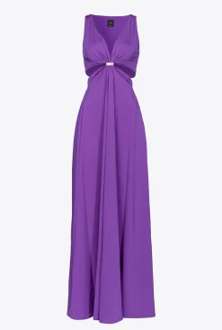Robes|PINKO Robe Longue A Detail Metallique Violet Pride