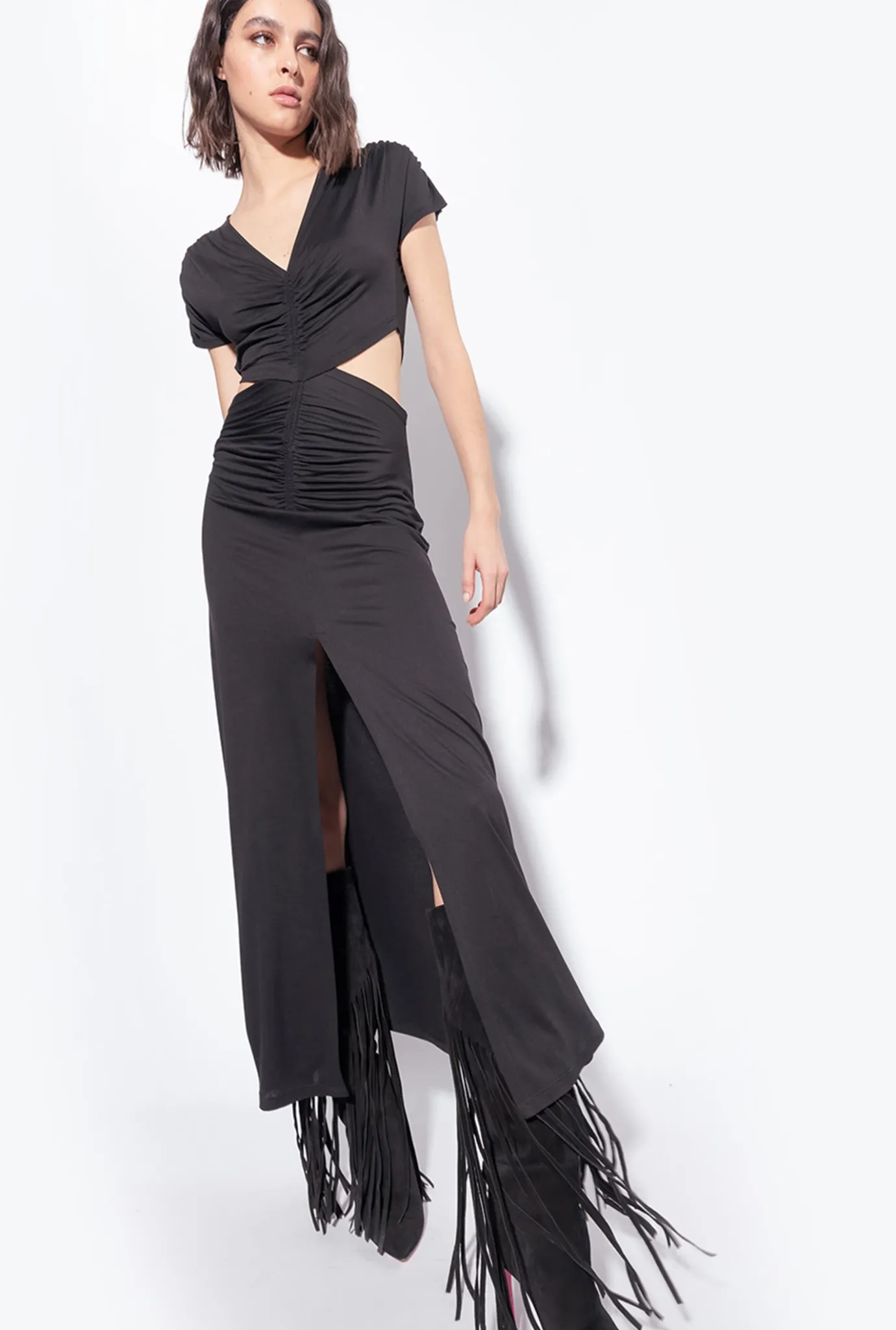 Robes|PINKO Robe Longue A Hanches Nues Noir Limousine