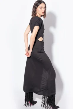 Robes|PINKO Robe Longue A Hanches Nues Noir Limousine