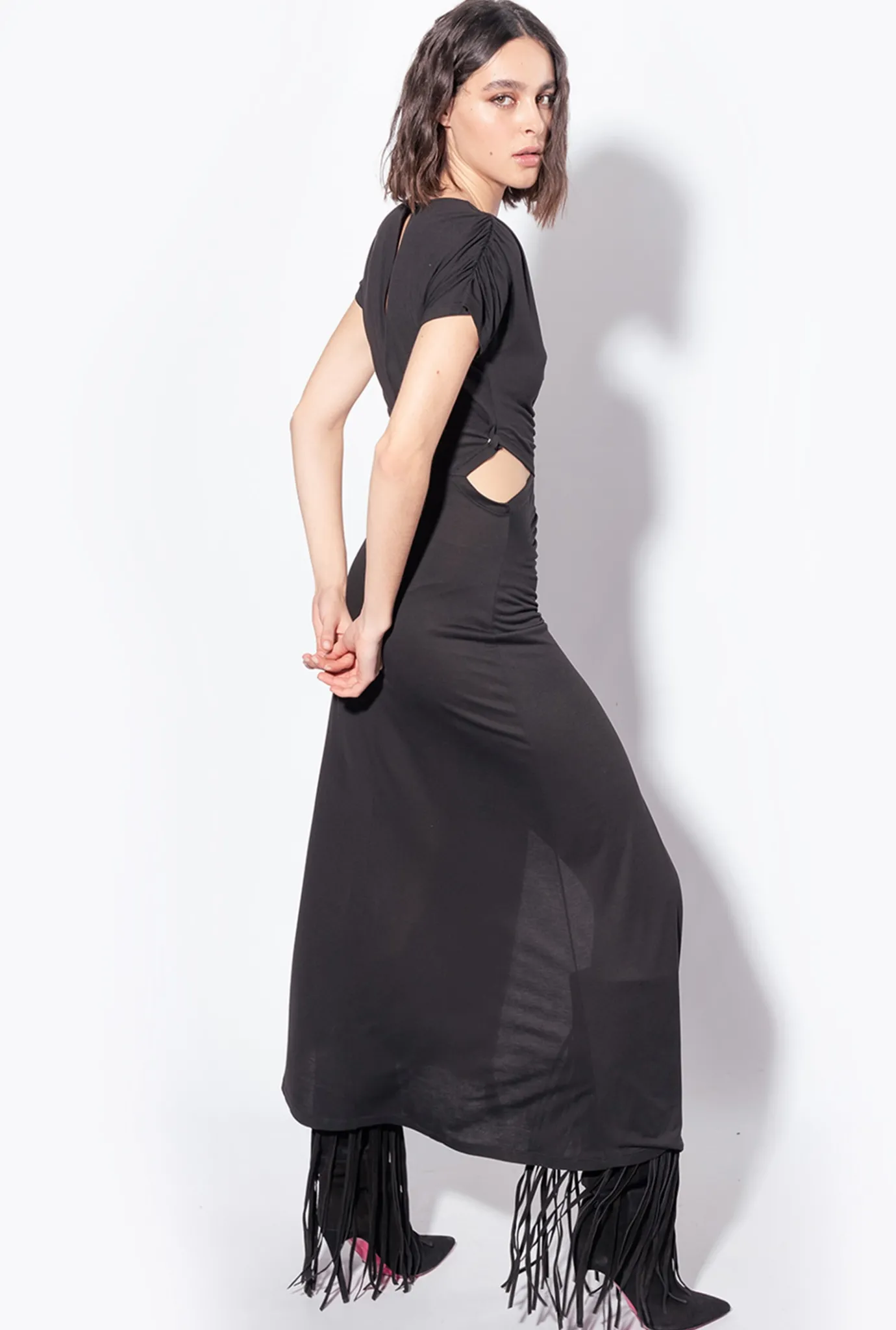 Robes|PINKO Robe Longue A Hanches Nues Noir Limousine