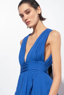 Robes|PINKO Robe Longue A Volants Bleu Surf Sur Le Web