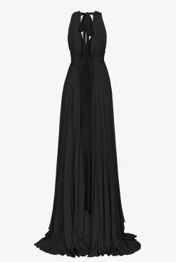 Robes|PINKO Robe Longue A Volants Noir Limousine