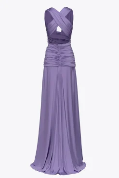 Robes|PINKO Robe Longue Croisee Et Drapee Bougainvilliers