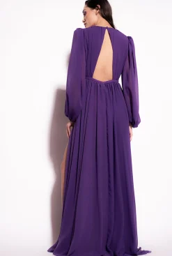 Robes|PINKO Robe Longue Elegante En Mousseline Violet Pensee