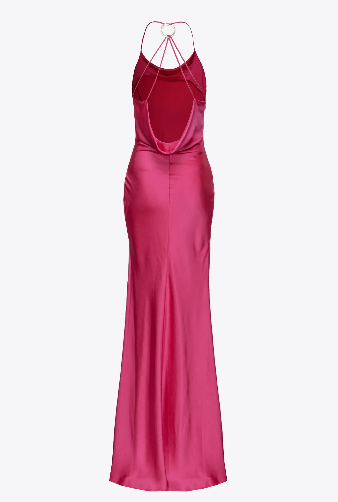 Robes|PINKO Robe Longue En Satin A Anneau Violet Fuchsia