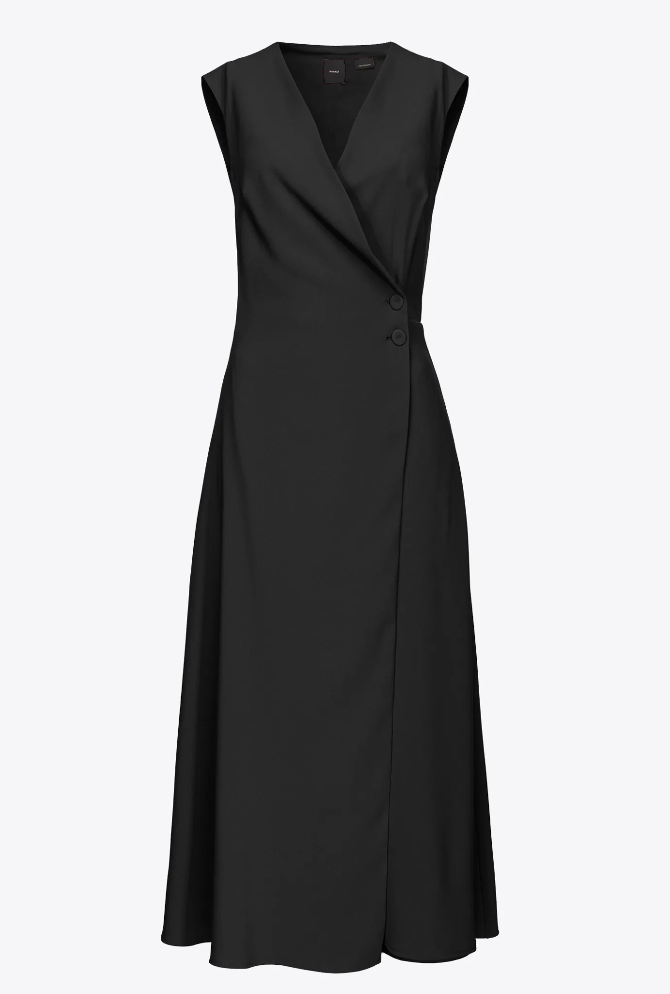 Robes|PINKO Robe Midi En Crepe Stretch Noir Limousine