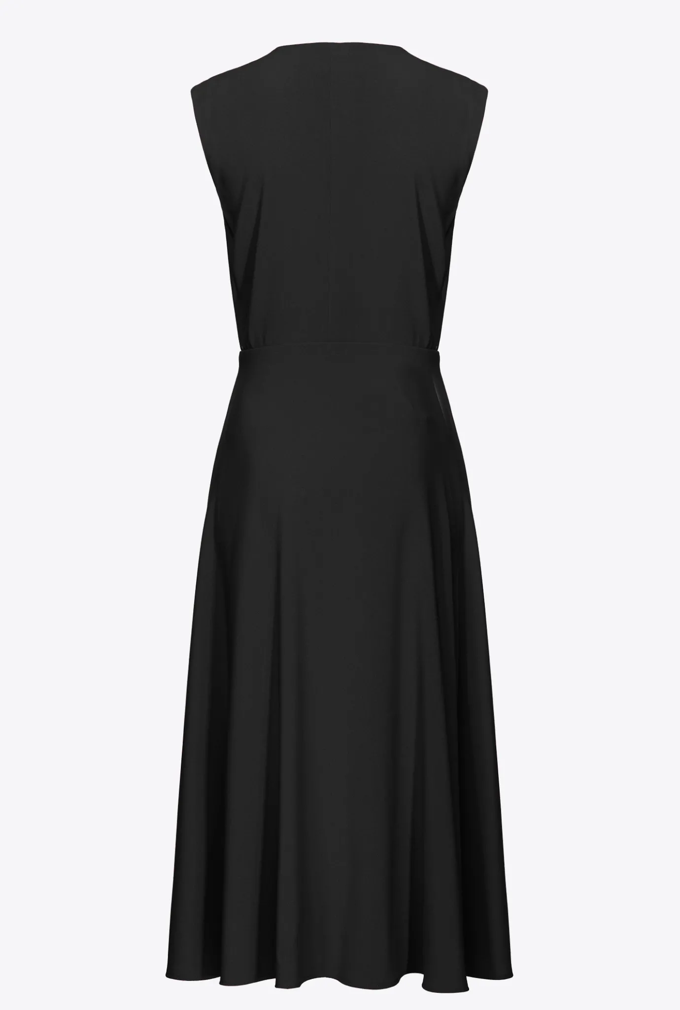 Robes|PINKO Robe Midi En Crepe Stretch Noir Limousine