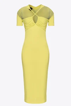 Robes|PINKO Robe Midi En Jersey Fluide Vert - Solfatare