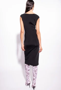 Robes|PINKO Robe Midi En Tissu Technique Noir Limousine