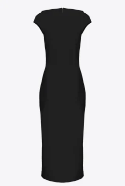 Robes|PINKO Robe Midi En Tissu Technique Noir Limousine