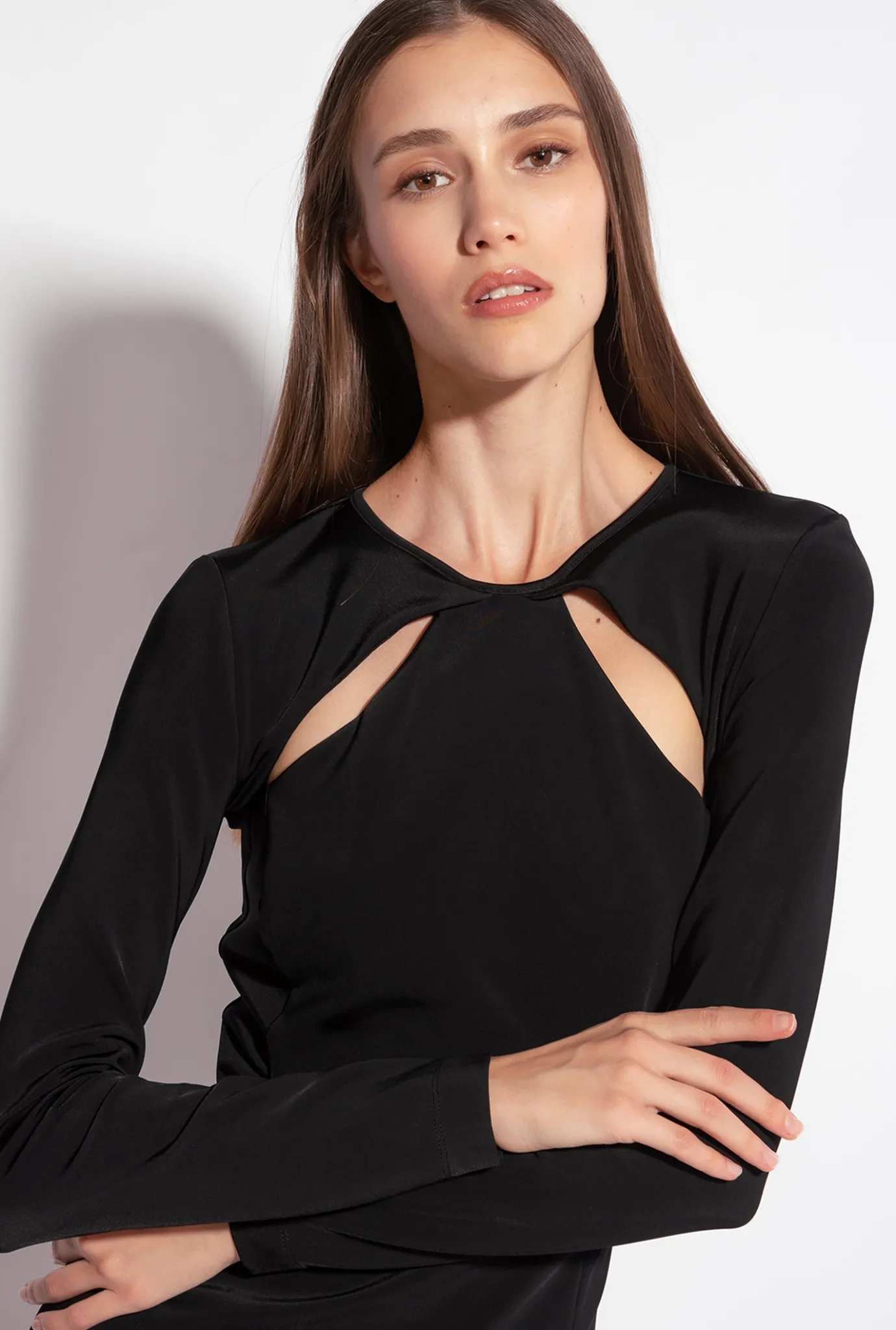 Robes|PINKO Robe Mi-Longue En Neoprene Fluide Noir Limousine