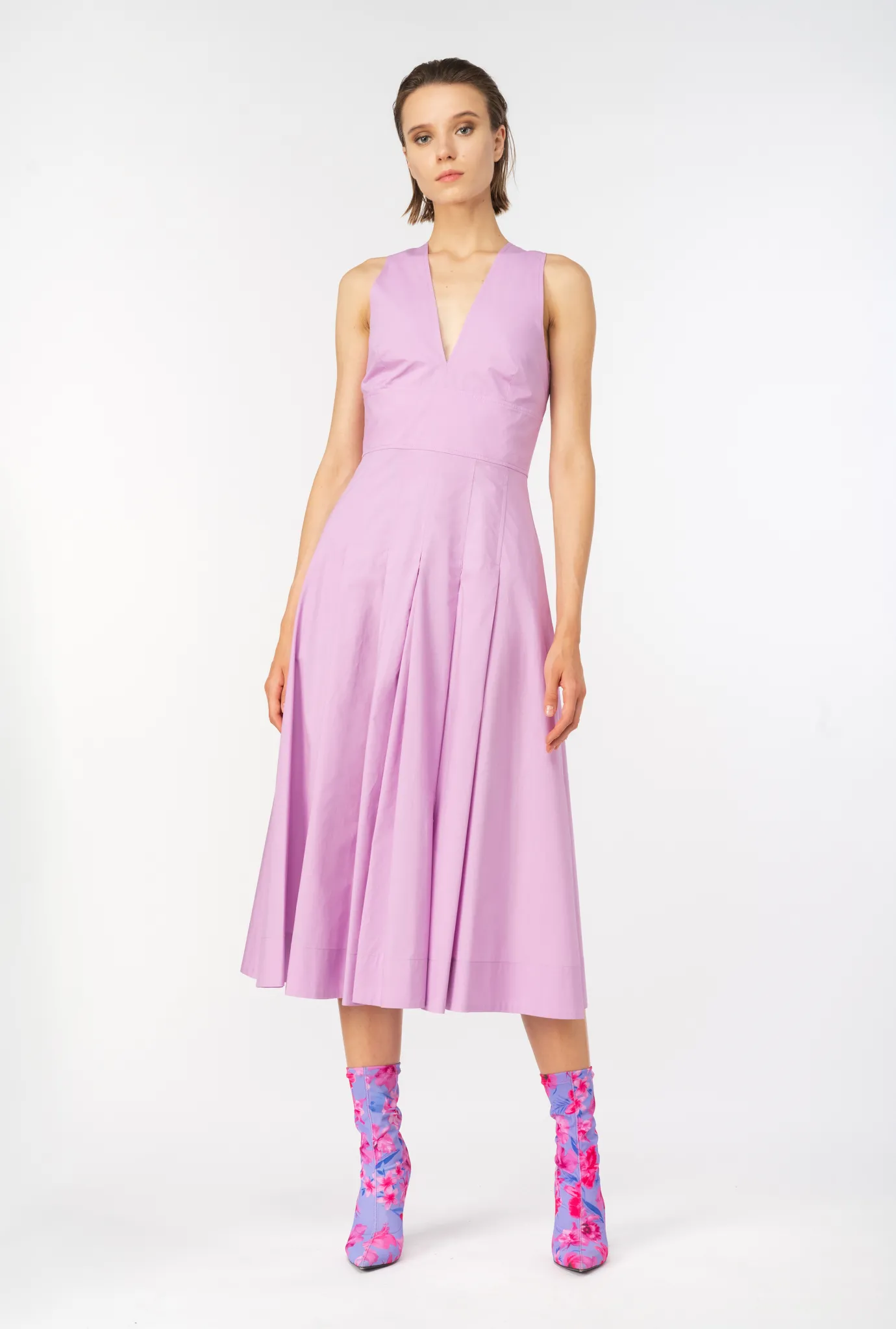 Robes|PINKO Robe Plissee En Popeline Safran Fonce