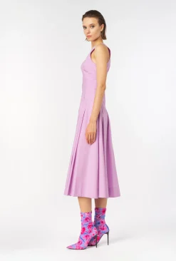 Robes|PINKO Robe Plissee En Popeline Safran Fonce