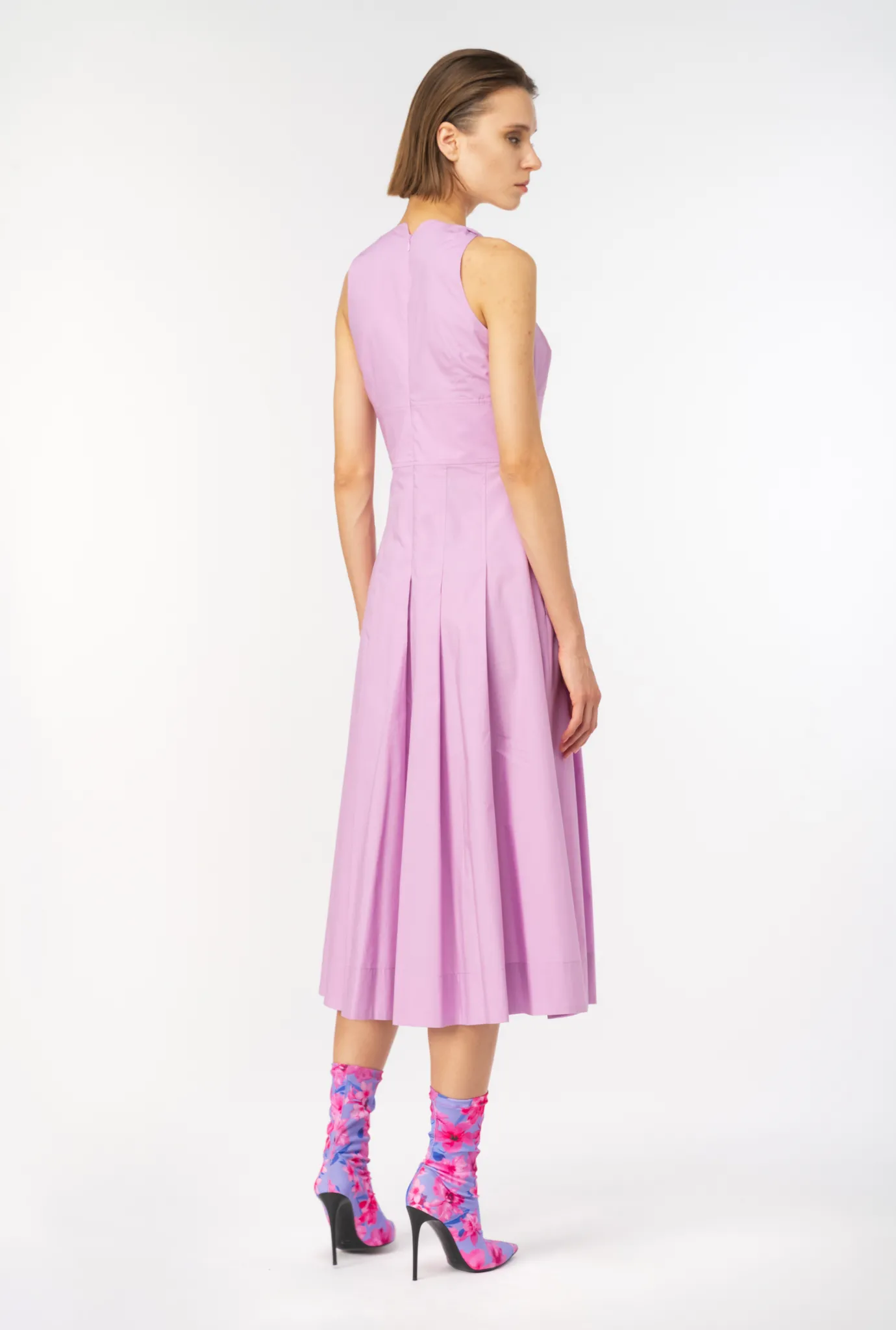 Robes|PINKO Robe Plissee En Popeline Safran Fonce