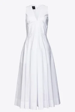 Robes|PINKO Robe Plissee En Popeline Blanc Brill.
