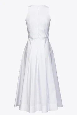 Robes|PINKO Robe Plissee En Popeline Blanc Brill.