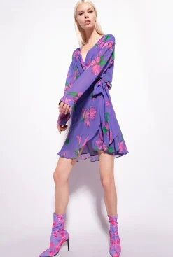 Robes|PINKO Robe Portefeuille A Imprime Iris Violet/Rose/Vert