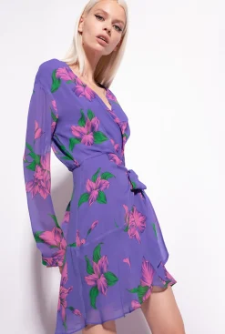 Robes|PINKO Robe Portefeuille A Imprime Iris Violet/Rose/Vert