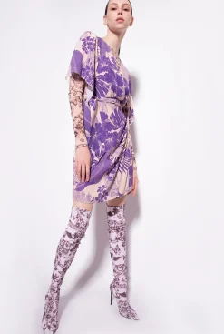 Robes|PINKO Robe Portefeuille A Imprime Tropical Nude/Violet
