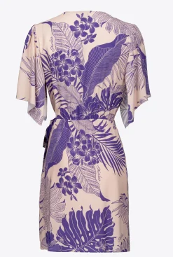 Robes|PINKO Robe Portefeuille A Imprime Tropical Nude/Violet