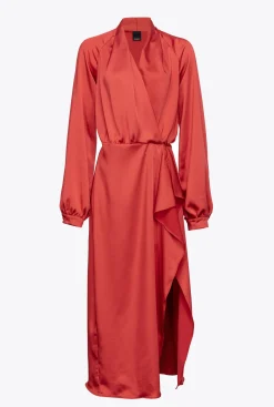 Robes|PINKO Robe Portefeuille En Satin Rouge Formule 1
