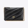 Sacs À Bandoulière|PINKO Sac A Bandoulière Flat Bag En Cuir Nappa Matelasse Noir-Vieil Or