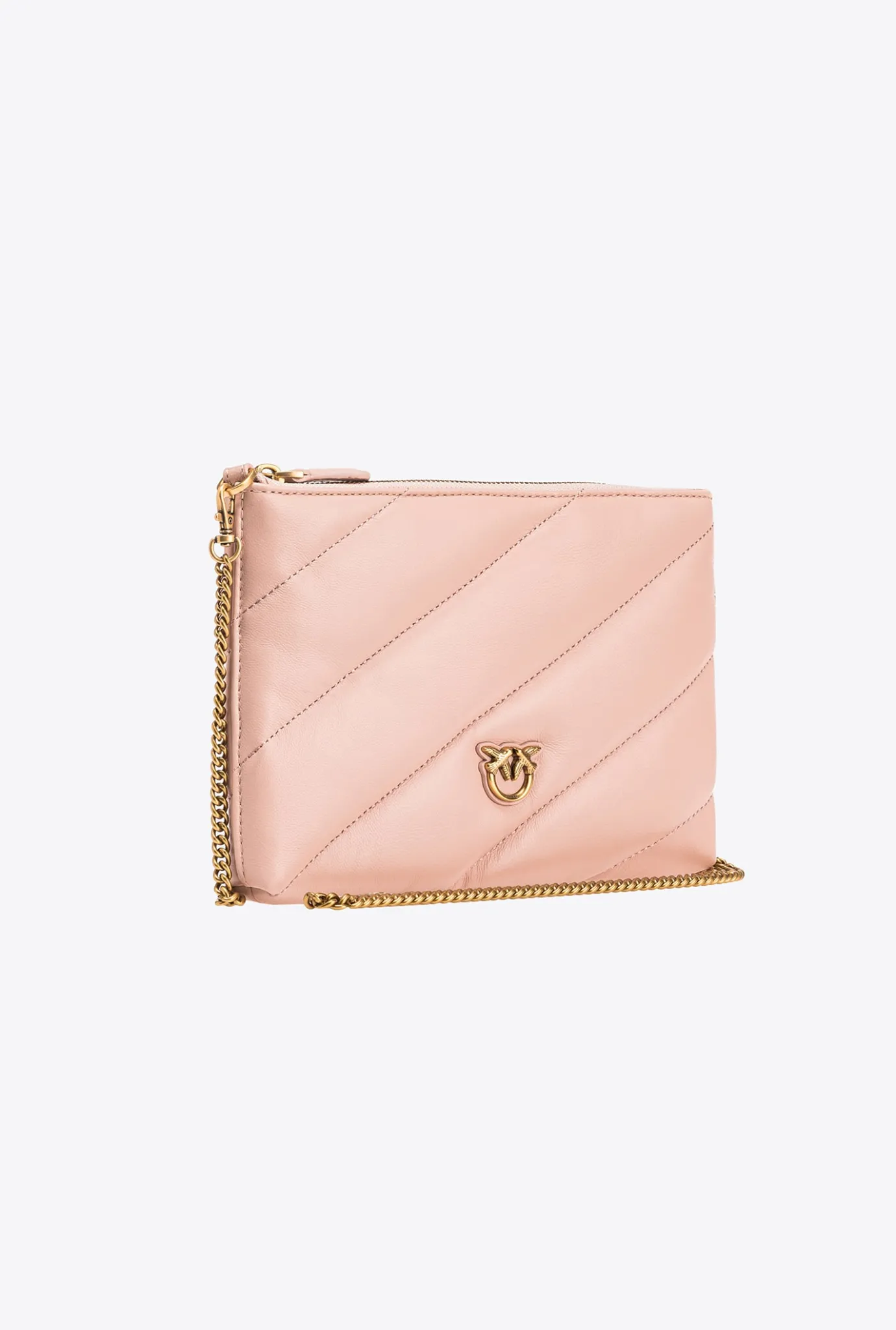 Sacs À Bandoulière|PINKO Sac A Bandoulière Flat Bag En Cuir Nappa Matelasse Rose/Rose Poudre-Or Antique