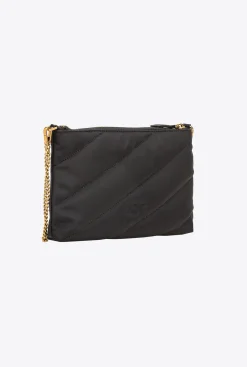 Sacs À Bandoulière|PINKO Sac A Bandoulière Flat Bag Recycled Noir-Vieil Or