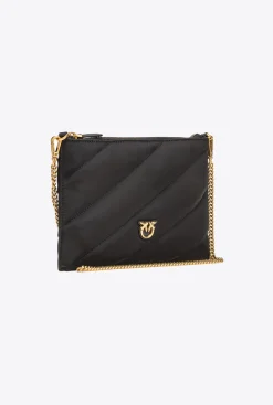 Sacs À Bandoulière|PINKO Sac A Bandoulière Flat Bag Recycled Noir-Vieil Or