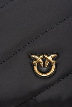 Sacs À Bandoulière|PINKO Sac A Bandoulière Flat Bag Recycled Noir-Vieil Or