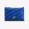 Sacs À Bandoulière|PINKO Sac A Bandoulière Flat Bag En Cuir Nappa Matelasse Bleu Clematite-Or Antique