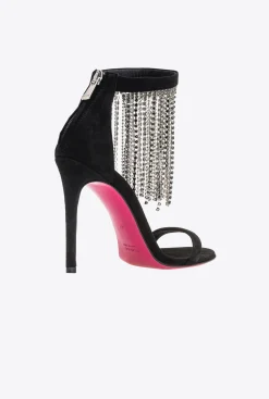 Chaussures|PINKO Sandales A Franges En Strass Noir Limousine
