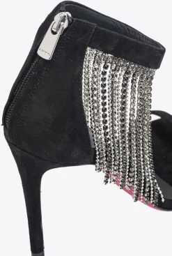 Chaussures|PINKO Sandales A Franges En Strass Noir Limousine