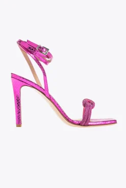 Chaussures|PINKO Sandales Avec Noeud En Strass Rouge Framboise