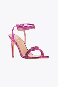 Chaussures|PINKO Sandales Avec Noeud En Strass Rouge Framboise