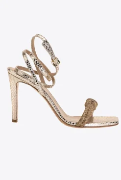 Chaussures|PINKO Sandales Avec Noeud En Strass Or
