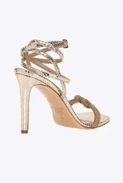 Chaussures|PINKO Sandales Avec Noeud En Strass Or