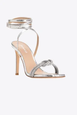 Chaussures|PINKO Sandales Avec Noeud En Strass Argent