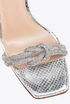 Chaussures|PINKO Sandales Avec Noeud En Strass Argent