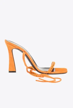 Chaussures|PINKO Sandales Lacees Sur La Cheville Orange Vibrant